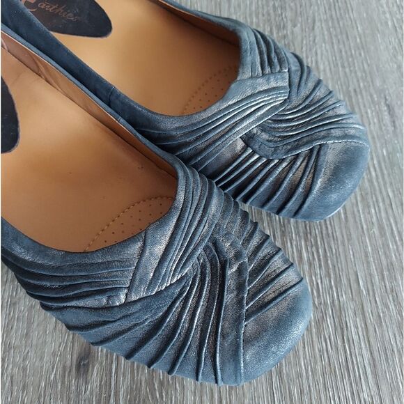 Earthies Dark Pewter Metallic Vanya Leather Flats Slip Ons Size 11B - Picture 7 of 11